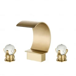 Waterfall Bathroom Faucet Widespread Bathroom Faucets for Basin 3 Hole 2 Handle Basin Faucet Modern Faucet for Basin, Basin Mixer Tap Basin Faucet