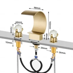 Waterfall Bathroom Faucet Widespread Bathroom Faucets for Basin 3 Hole 2 Handle Basin Faucet Modern Faucet for Basin, Basin Mixer Tap Basin Faucet