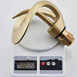 Waterfall Bathroom Sink Faucet, Centerset Curved Single Handle One Hole Bath Taps with Hot and Cold Water Switch, Ceramic Valve Insides