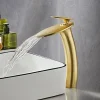 Waterfall Bathroom Sink Faucet with Supply Hose,Single Handle Single Hole Vessel Lavatory Faucet,Slanted Body Basin Mixer Tap Tall Body Commercial