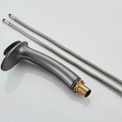 Waterfall Bathroom Sink Faucet with Supply Hose,Single Handle Single Hole Vessel Lavatory Faucet,Slanted Body Basin Mixer Tap Tall Body Commercial