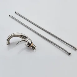 Waterfall Bathroom Sink Mixer Faucet Deck Mount, Mono Wash Basin Single Handle Basin Taps Washroom with Hot and Cold Hose, Monobloc Vessel Water Brass Tap Black White Chrome Brushed