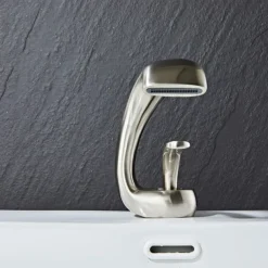 Waterfall Bathroom Sink Mixer Faucet Deck Mount, Mono Wash Basin Single Handle Basin Taps Washroom with Hot and Cold Hose, Monobloc Vessel Water Brass Tap Black White Chrome Brushed