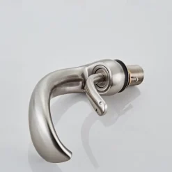 Waterfall Bathroom Sink Mixer Faucet Deck Mount, Mono Wash Basin Single Handle Basin Taps Washroom with Hot and Cold Hose, Monobloc Vessel Water Brass Tap Black White Chrome Brushed