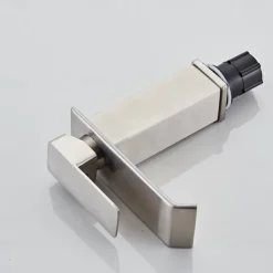 Waterfall Bathroom Sink Mixer Faucet, Washroom Mono Basin Taps Single Handle Deck Mounted Chrome Black Brushed, with Cold and Hot Hose Monobloc Water Tap