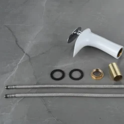 Waterfall Bathroom Sink Mixer Faucet, Mono Wash Basin Single Handle Basin Taps with Hot and Cold Hose Monobloc Vessel Water Brass Tap Deck Mounted