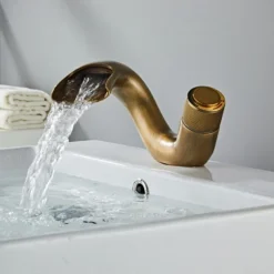 Waterfall Bathroom Sink Mixer Faucet, Mono Wash Basin Single Handle Basin Taps, Monobloc Vessel Water Brass Tap Deck Mounted with Hot and Cold Hose