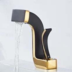 Waterfall Bathroom Sink Mixer Faucet Brass, Basin Taps Single Handle One Hole with Hot and Cold Hose Vessel Water Tap Deck Mounted