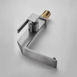 Waterfall Bathroom Sink Mixer Faucet Brass, Single Handle Washroom Basin Taps One Hole Faucets with Hot and Cold Hose, Waterfall Spout Brass Bathroom Tap Chrome Black Gold Grey