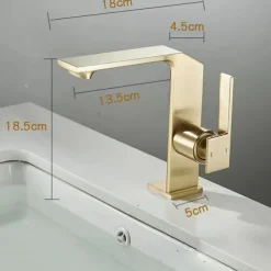 Waterfall Bathroom Sink Mixer Faucet Brass, Single Handle Washroom Basin Taps One Hole Faucets with Hot and Cold Hose, Waterfall Spout Brass Bathroom Tap Chrome Black Gold Grey