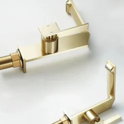 Waterfall Bathroom Sink Mixer Faucet Brass, Single Handle Washroom Basin Taps One Hole Faucets with Hot and Cold Hose, Waterfall Spout Brass Bathroom Tap Chrome Black Gold Grey