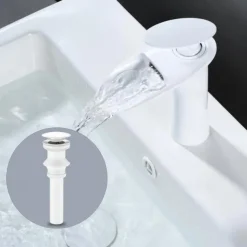 Waterfall Bathroom Sink Mixer Faucet, Mono Wash Basin Single Handle Basin Taps with Hot and Cold Hose Monobloc Vessel Water Brass Tap Deck Mounted