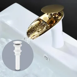 Waterfall Bathroom Sink Mixer Faucet, Mono Wash Basin Single Handle Basin Taps with Hot and Cold Hose Monobloc Vessel Water Brass Tap Deck Mounted