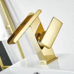 Waterfall Bathroom Sink Mixer Faucet Tall, Basin Taps Single Handle Deck Mounted with Cold and Hot Hose