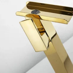 Waterfall Bathroom Sink Mixer Faucet Tall, Basin Taps Single Handle Deck Mounted with Cold and Hot Hose