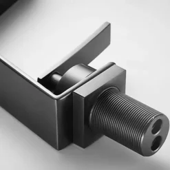 Waterfall Bathroom Sink Mixer Faucet, Basin Taps Mono Wash Basin Single Handle Washroom Tap with Hot and Cold Hose, Monobloc Vessel Water Brass Tap Deck Mounted