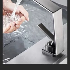 Waterfall Bathroom Sink Mixer Faucet, Basin Taps Mono Wash Basin Single Handle Washroom Tap with Hot and Cold Hose, Monobloc Vessel Water Brass Tap Deck Mounted