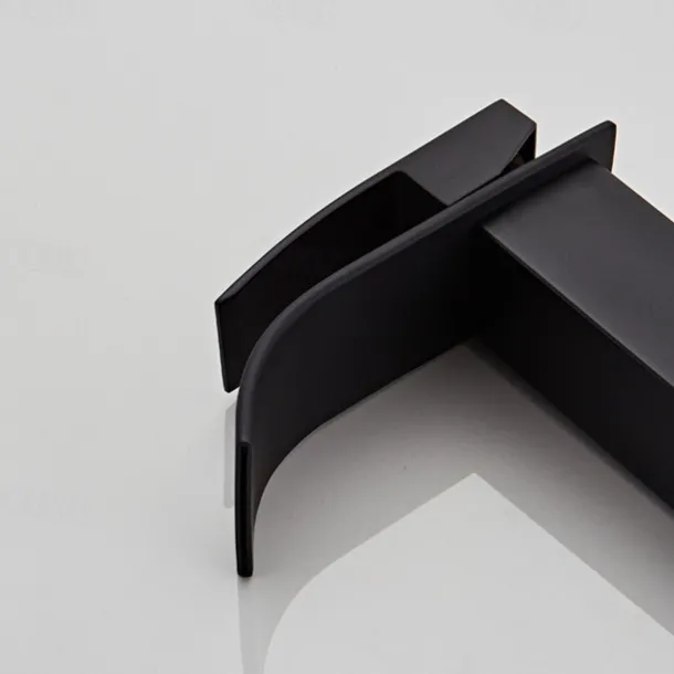 Waterfall Bathroom Sink Mixer Faucet Tall Short, Mono Wash Basin Single Handle Basin Taps, Washroom with Hot and Cold Hose Monobloc Vessel Water Brass Tap Deck Mounted Golden Black