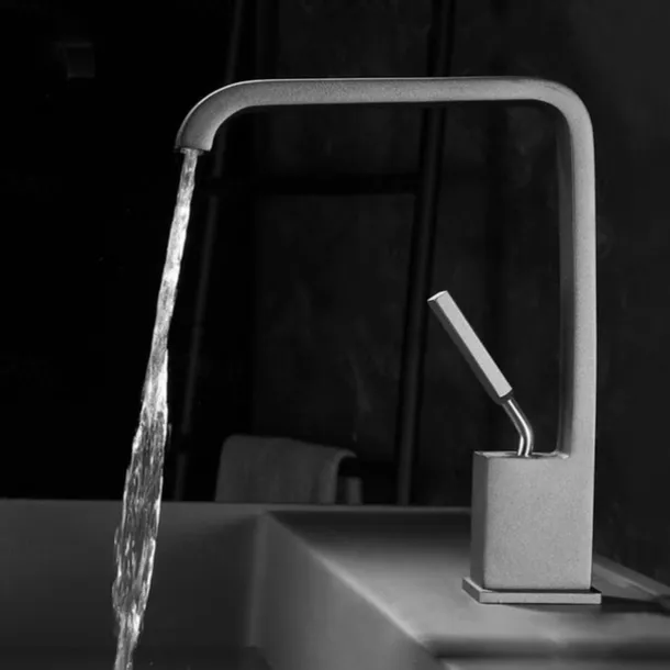 Waterfall Bathroom Sink Mixer Faucet, Monobloc Basin Taps Single Handle Wash Basin Faucets with Hot and Cold Hose Vessel Water Brass Tap Deck Mounted