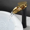 Waterfall Bathroom Sink Mixer Faucet Tall, Mono Wash Basin Single Handle Taps Deck Mounted, Washroom with Hot and Cold Hose Monobloc Vessel Water Brass Tap