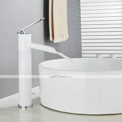 Waterfall Bathroom Sink Mixer Faucet Tall, Antique Brass Single Handle Basin Taps with Cold and Hot Hose