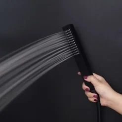 Waterfall Bathtub Faucet Wall Mounted, Widespread Bathroom Shower Mixer Faucet Bath Roman Tub Filler Mixer Tap Brass, 3 Hole Sprayer with Cold Hot Water Hose