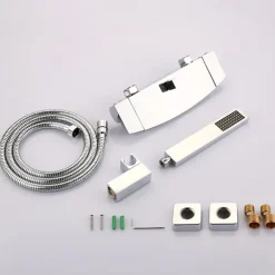 Waterfall Bathtub Faucet Wall Mounted, Widespread Bathroom Shower Mixer Faucet Bath Roman Tub Filler Mixer Tap Brass, 3 Hole Sprayer with Cold Hot Water Hose