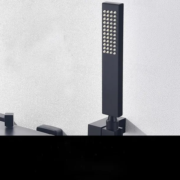 Waterfall Bathtub Faucet Bathroom Faucet Set Brass Wall Mounted Shower Facuet With Rain Hand Shower Waterfall Spout Tap