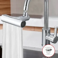 Waterfall Faucet accessory, Waterfall Kitchen Tap Universal Bathroom Kitchen Faucet Multi Function 4 in 1 360 Swiveling Sprayer Head Filter