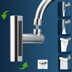 Waterfall Faucet accessory, Waterfall Kitchen Tap Universal Bathroom Kitchen Faucet Multi Function 4 in 1 360 Swiveling Sprayer Head Filter
