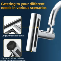 Waterfall Faucet accessory, Waterfall Kitchen Tap Universal Bathroom Kitchen Faucet Multi Function 4 in 1 360 Swiveling Sprayer Head Filter