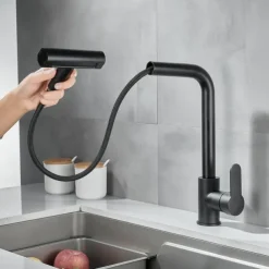 Waterfall Kitchen Faucet, 2023 Latest Centerset Faucet for Kitchen Sink, 3 in 1 Multi-functional Single Handle One Hole Pull out Cylinder Spout Kitchen Taps, Ceramic Valve Insides