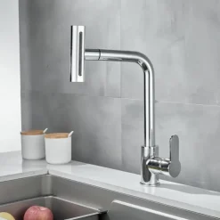 Waterfall Kitchen Faucet, 2023 Latest Centerset Faucet for Kitchen Sink, 3 in 1 Multi-functional Single Handle One Hole Pull out Cylinder Spout Kitchen Taps, Ceramic Valve Insides