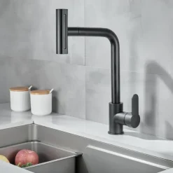 Waterfall Kitchen Faucet, 2023 Latest Centerset Faucet for Kitchen Sink, 3 in 1 Multi-functional Single Handle One Hole Pull out Cylinder Spout Kitchen Taps, Ceramic Valve Insides