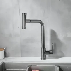 Waterfall Kitchen Faucet, 2023 Latest Centerset Faucet for Kitchen Sink, 3 in 1 Multi-functional Single Handle One Hole Pull out Cylinder Spout Kitchen Taps, Ceramic Valve Insides