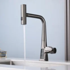 Waterfall Kitchen Faucet, 2023 Latest Centerset Faucet for Kitchen Sink, 3 in 1 Multi-functional Single Handle One Hole Pull out Cylinder Spout Kitchen Taps, Ceramic Valve Insides