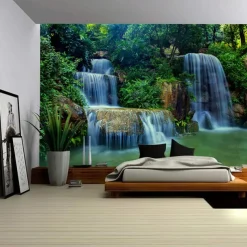 Waterfall Landscape Hanging Tapestry Wall Art Large Tapestry Mural Decor Photograph Backdrop Blanket Curtain Home Bedroom Living Room Decoration