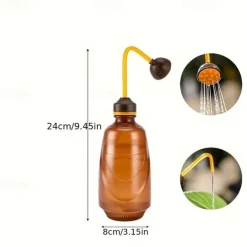 Watering Can with Detachable Shower Head - Flexible Long Nozzle, Squeeze Trigger, Transparent Plastic Plant Sprinkler for Indoor & Outdoor Gardening