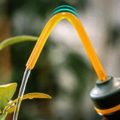 Watering Can with Detachable Shower Head - Flexible Long Nozzle, Squeeze Trigger, Transparent Plastic Plant Sprinkler for Indoor & Outdoor Gardening