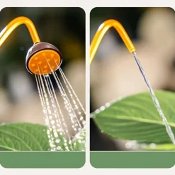 Watering Can with Detachable Shower Head - Flexible Long Nozzle, Squeeze Trigger, Transparent Plastic Plant Sprinkler for Indoor & Outdoor Gardening