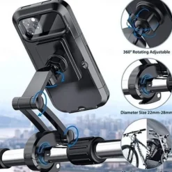 Waterproof Bicycle & Motorcycle Phone Holder - Shockproof & Scratch-Proof, 360 Adjustable, Universal for 6.7-Inch Phones, Easy Install with Quick Release Buckle