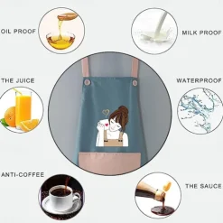 Waterproof Chef Apron For Women and Men, Kitchen Cooking Apron, Personalised Gardening Apron, Oil-proof Work Apron Cross Back Heavy Duty Adjustable