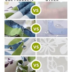 Waterproof Fabric Shower Curtain with Hooks 180cm*180cm(70