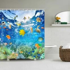 Waterproof Fabric Shower Curtain with Hooks 180cm*180cm(70