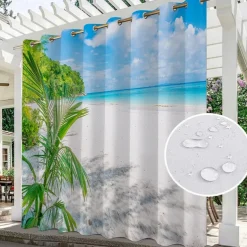 Waterproof Indoor Outdoor Curtains Sunflowers for Wedding Patio Thick Privacy Grommet Curtains for Wedding Bedroom, Living Room, Porch, Pergola, Cabana