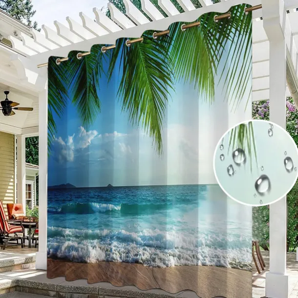 Waterproof Indoor Outdoor Curtains Sunflowers for Wedding Patio Thick Privacy Grommet Curtains for Wedding Bedroom, Living Room, Porch, Pergola, Cabana