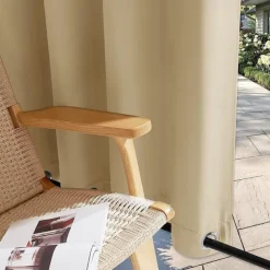 Waterproof Indoor Outdoor Curtains, Windproof Outdoor Canvas Curtains Top and Bottom Grommet, Outside Drapes for Patio Porch Pergola Arbor Lanai Gazebo Yard