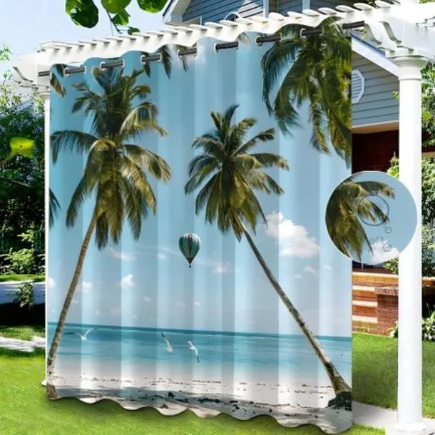 Waterproof Indoor Outdoor Curtains for Wedding Patio Thick Privacy Grommet Curtains for Wedding Bedroom, Living Room, Porch, Pergola, Cabana, 1 Panel