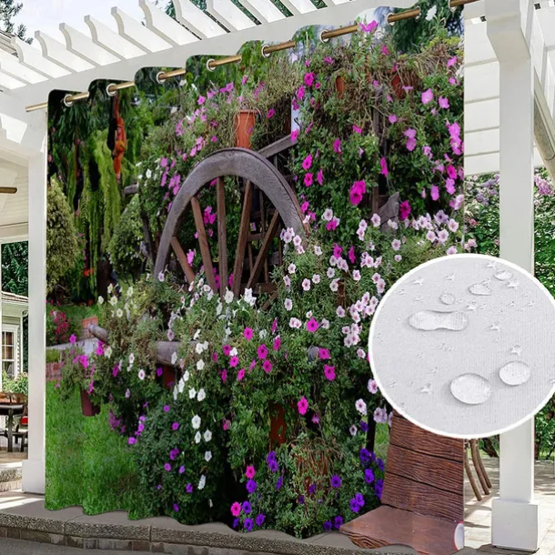 Waterproof Indoor Outdoor Curtains for Wedding Patio Thick Privacy Grommet Curtains for Wedding Bedroom, Living Room, Porch, Pergola, Cabana, 1 Panel