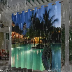 Waterproof Indoor Outdoor Curtains for Wedding Patio Thick Privacy Grommet Curtains for Wedding Bedroom, Living Room, Porch, Pergola, Cabana, 1 Panel